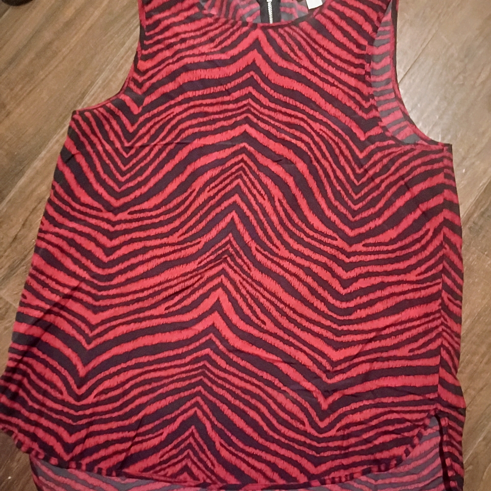 Michael Kors Red and Black Zebra Print Tank Top